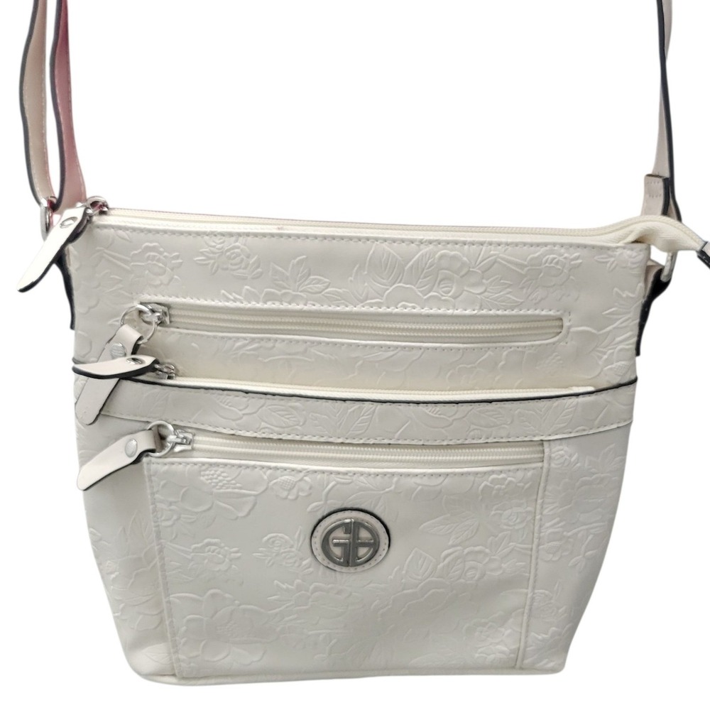 Giani Bernini Pebble Crossbody Leatger Floral Embossed Shoulder Bag HG10264